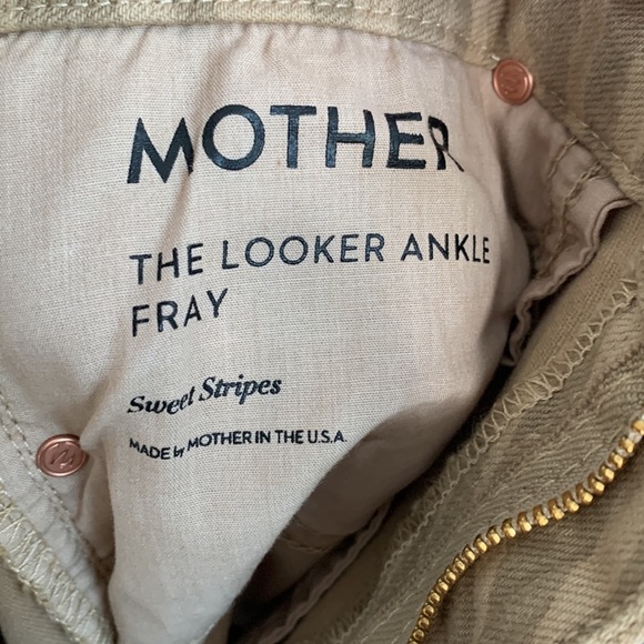 Mother The Looker Ankle Fray Sweet Stripes Skinny Animal Print Tan Jeans - Picture 8 of 10